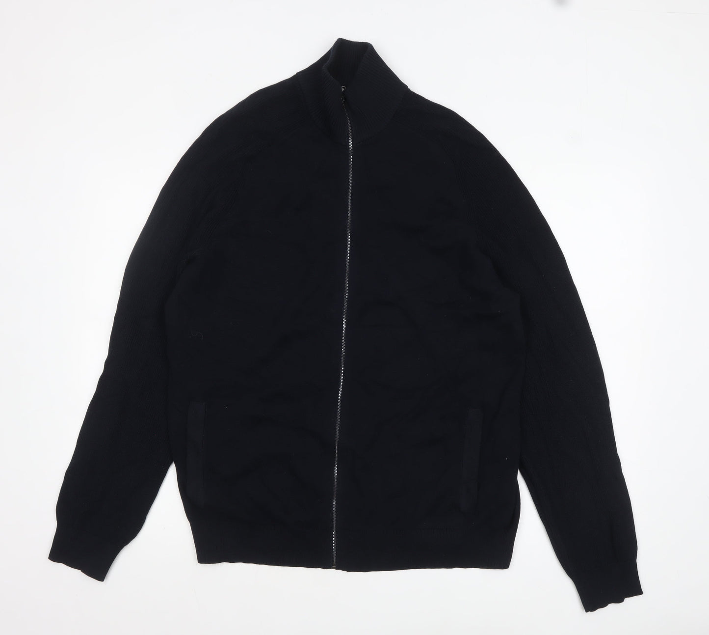 Marks and Spencer Men's Black XL Full Zip Cotton Modal Jumper