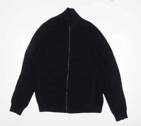 Marks and Spencer Men's Black XL Full Zip Cotton Modal Jumper