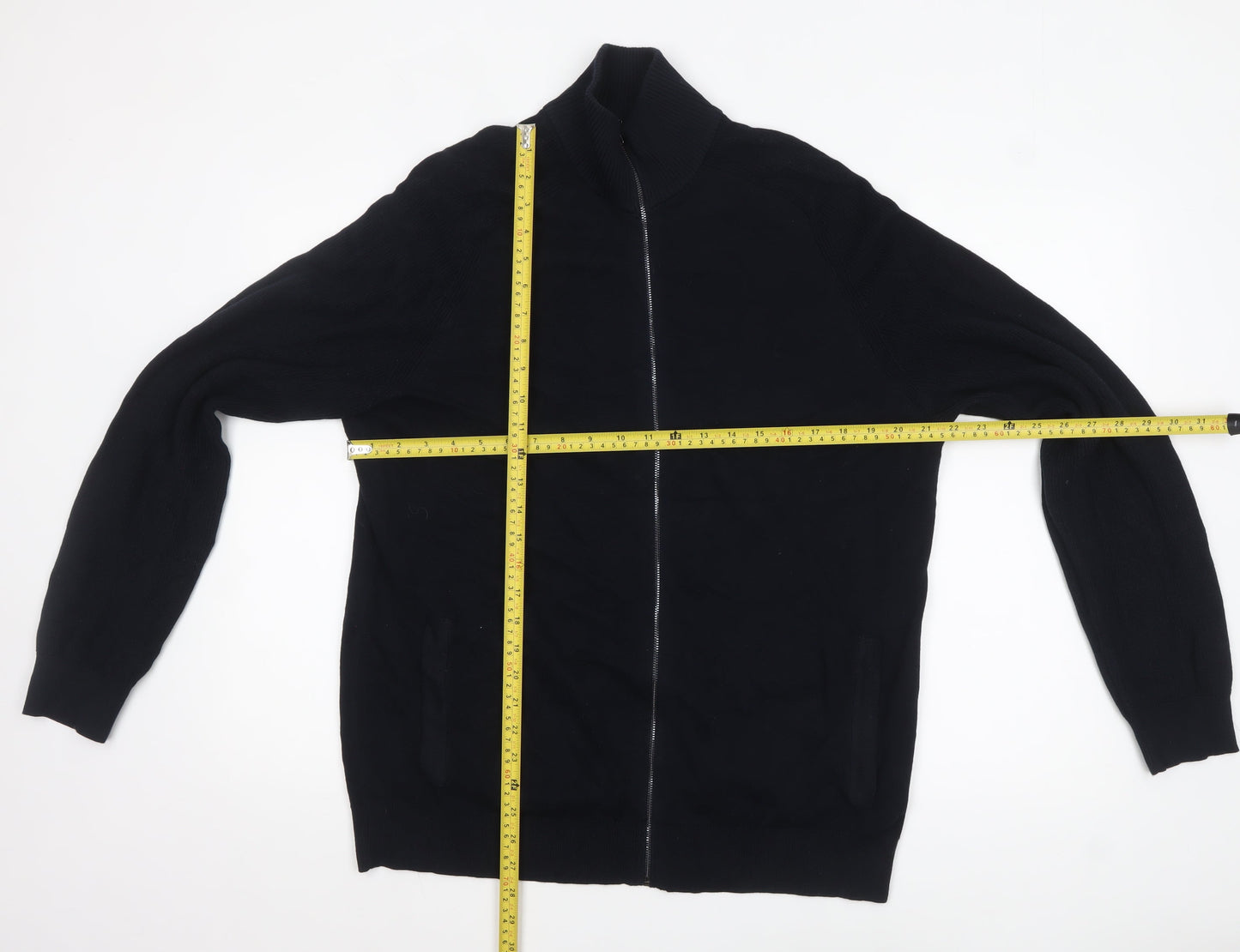 Marks and Spencer Men's Black XL Full Zip Cotton Modal Jumper
