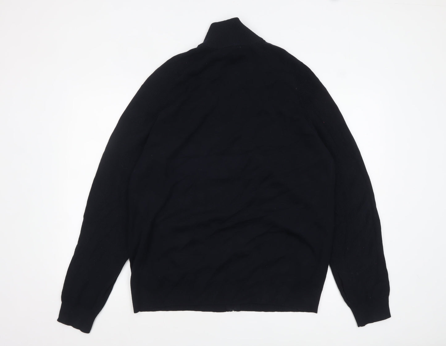 Marks and Spencer Men's Black XL Full Zip Cotton Modal Jumper