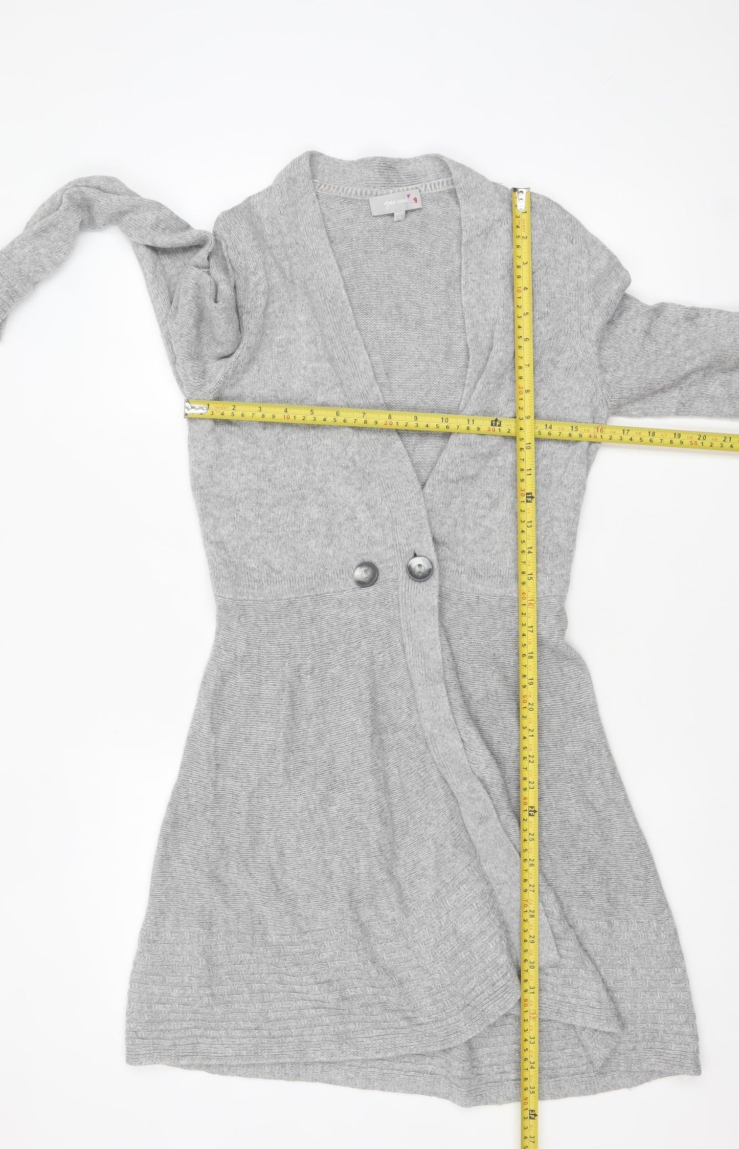 Marks and Spencer Per Una Women's Grey Cardigan Size 10 Knit Long Sleeve