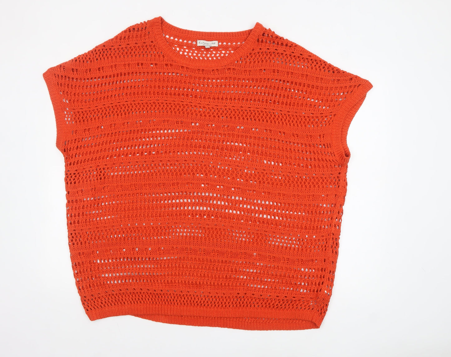 F&F Women Orange Open Knit Sleeveless Cotton Jumper Size 22