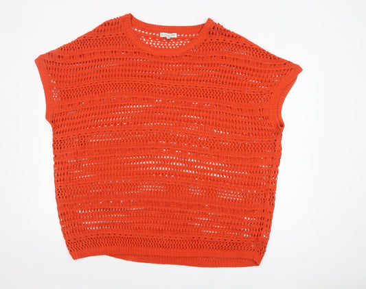 F&F Women Orange Open Knit Sleeveless Cotton Jumper Size 22