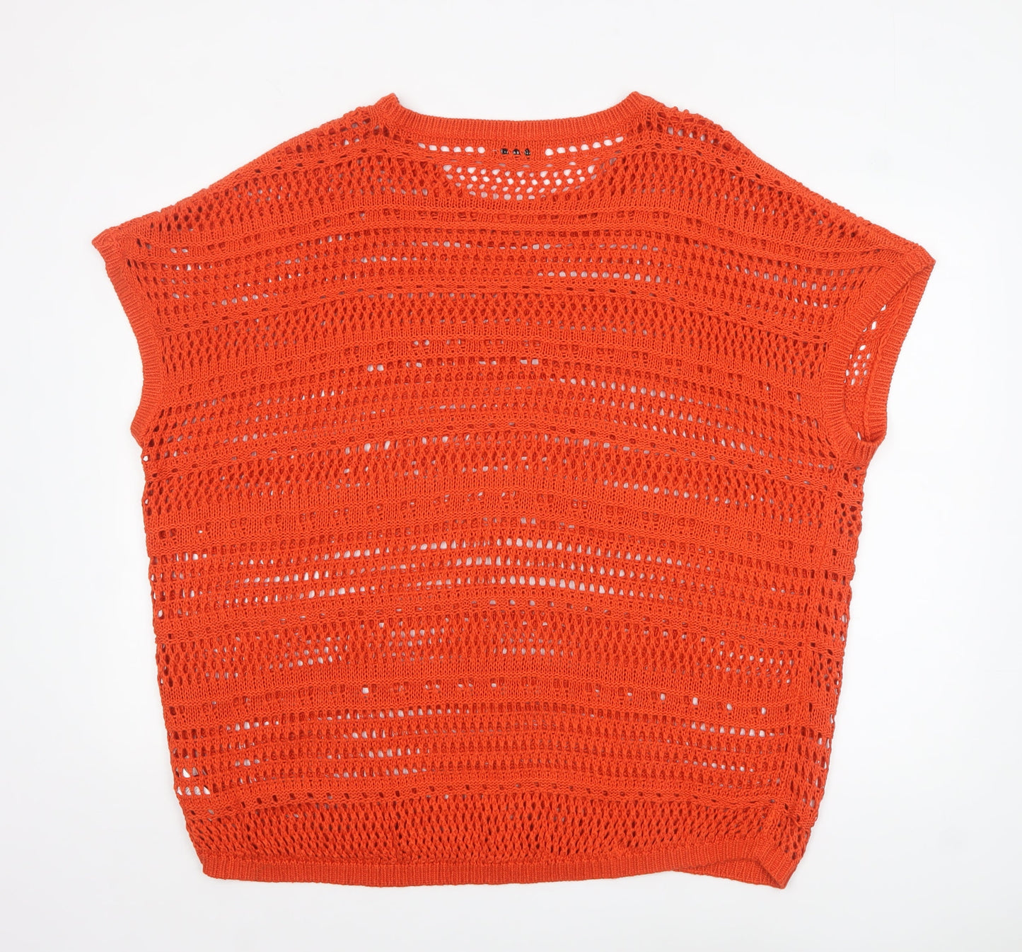 F&F Women Orange Open Knit Sleeveless Cotton Jumper Size 22