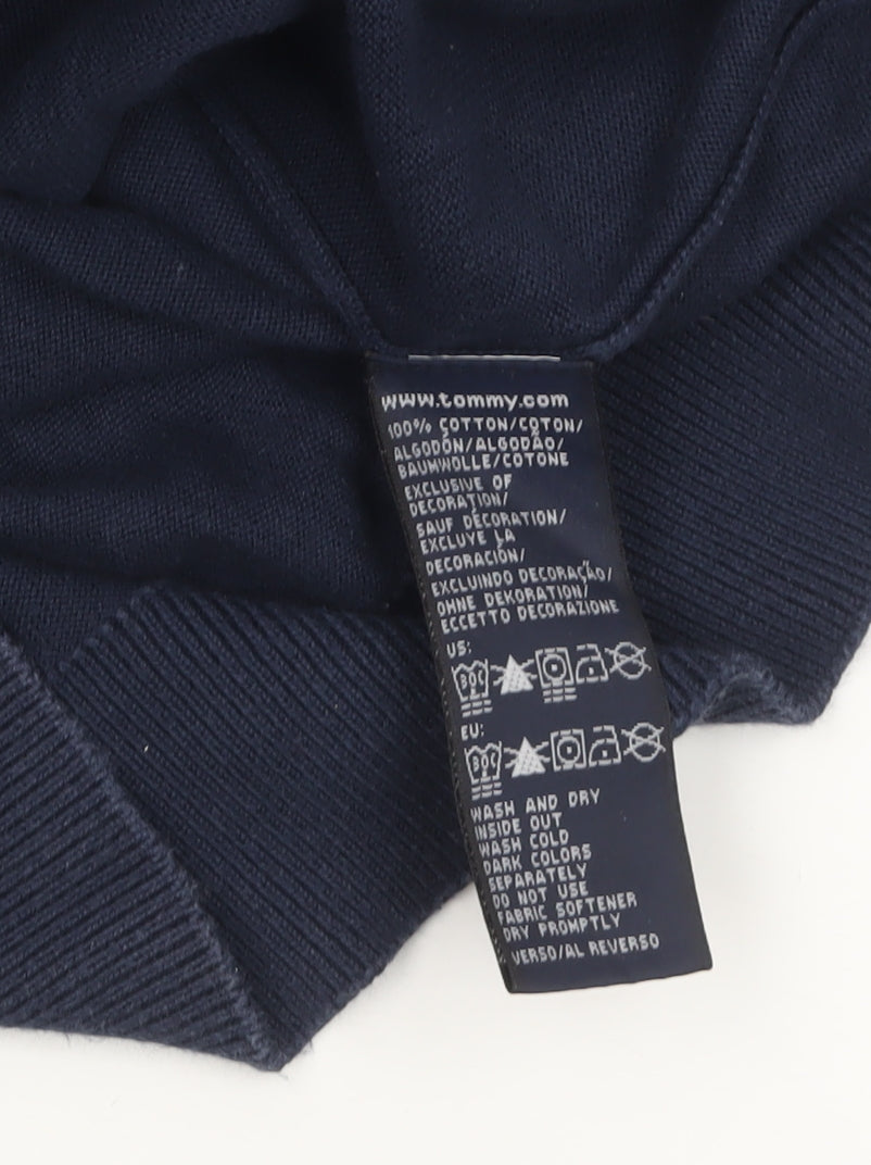 Tommy Hilfiger Men’s Blue Cotton V-Neck Golf Jumper Size M