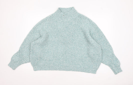 Marks and Spencer Womens Green XL Chunky Mock Neck Pullover Jumper