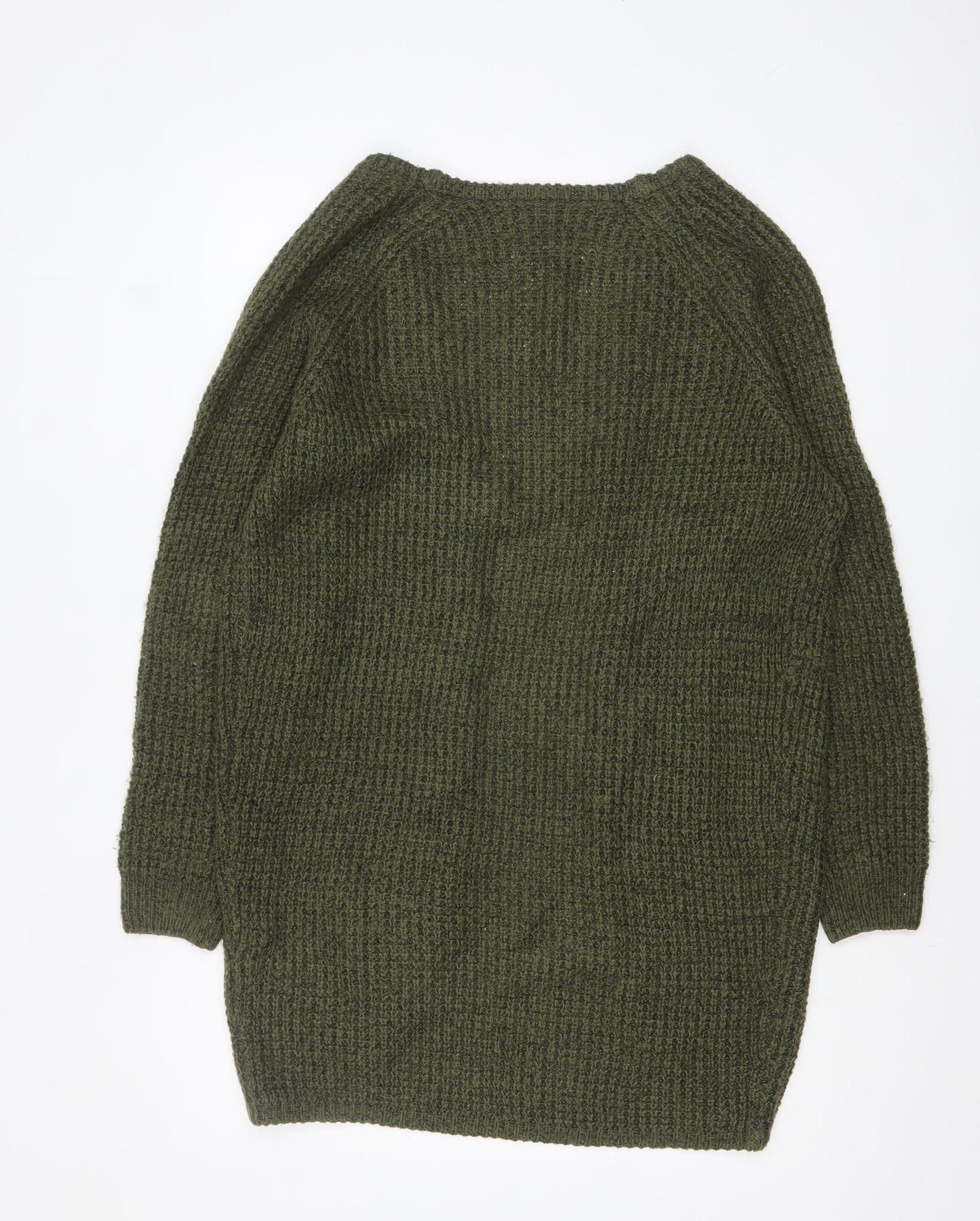 ICHI Women's Green Chunky Knit Open Cardigan Size S