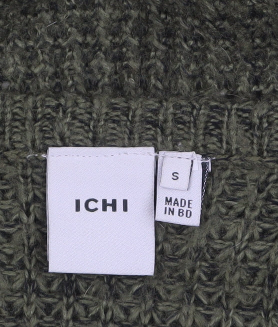 ICHI Women's Green Chunky Knit Open Cardigan Size S