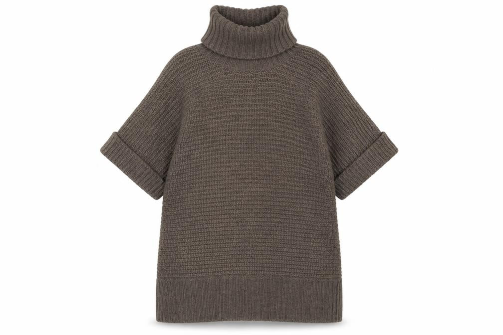 Marks & Spencer Women Brown Roll Neck Short Sleeve Tunic Jumper Size 16