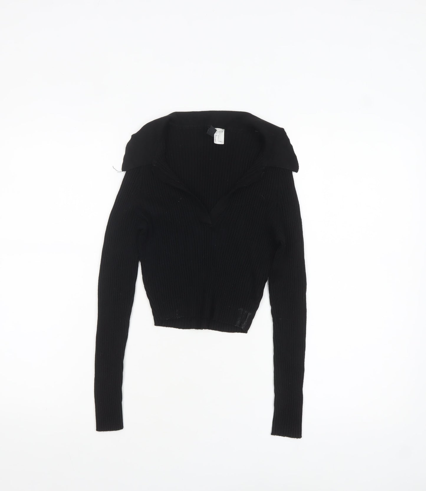 H&M Divided Women's Black Collared Ribbed Pullover Jumper Size 12