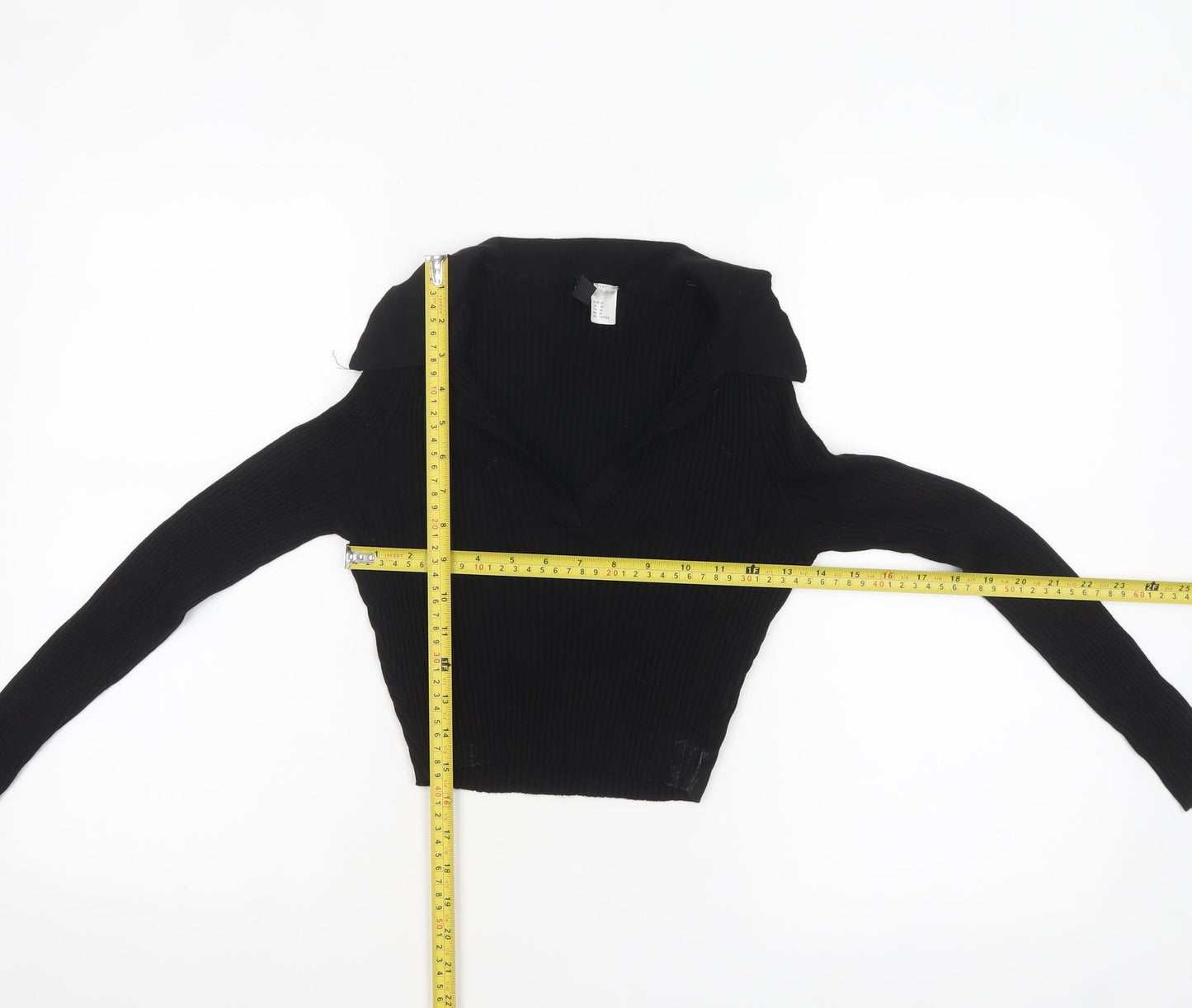 H&M Divided Women's Black Collared Ribbed Pullover Jumper Size 12