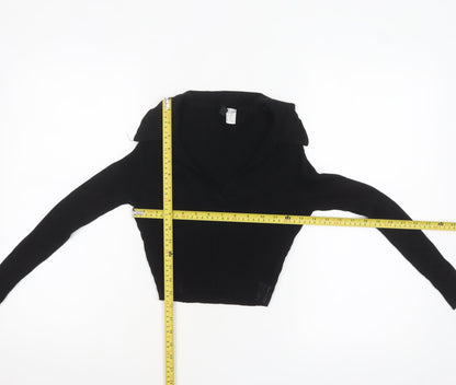 H&M Divided Women's Black Collared Ribbed Pullover Jumper Size 12