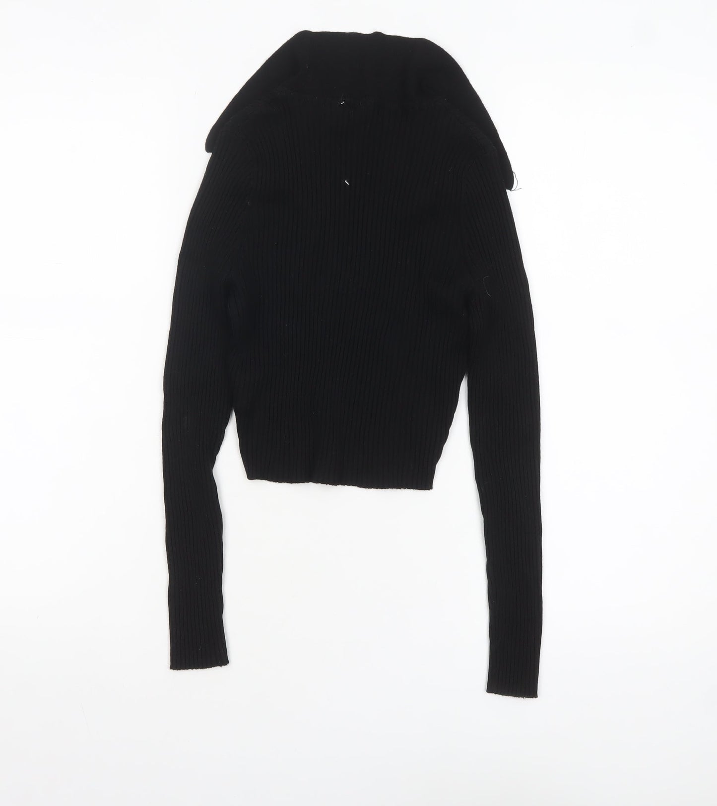 H&M Divided Women's Black Collared Ribbed Pullover Jumper Size 12