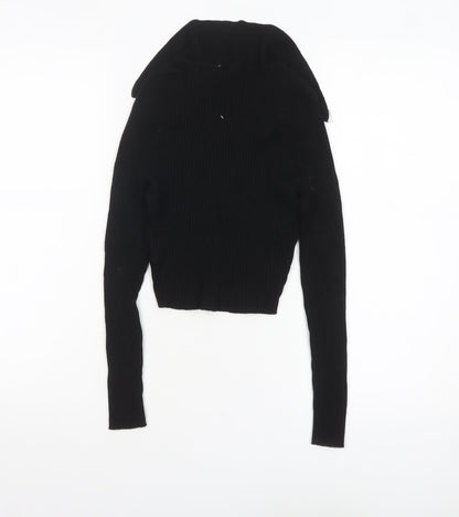 H&M Divided Women's Black Collared Ribbed Pullover Jumper Size 12