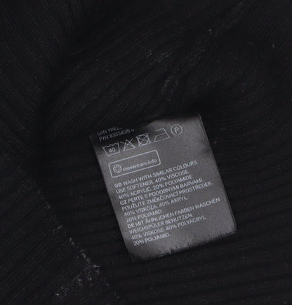 H&M Divided Women's Black Collared Ribbed Pullover Jumper Size 12