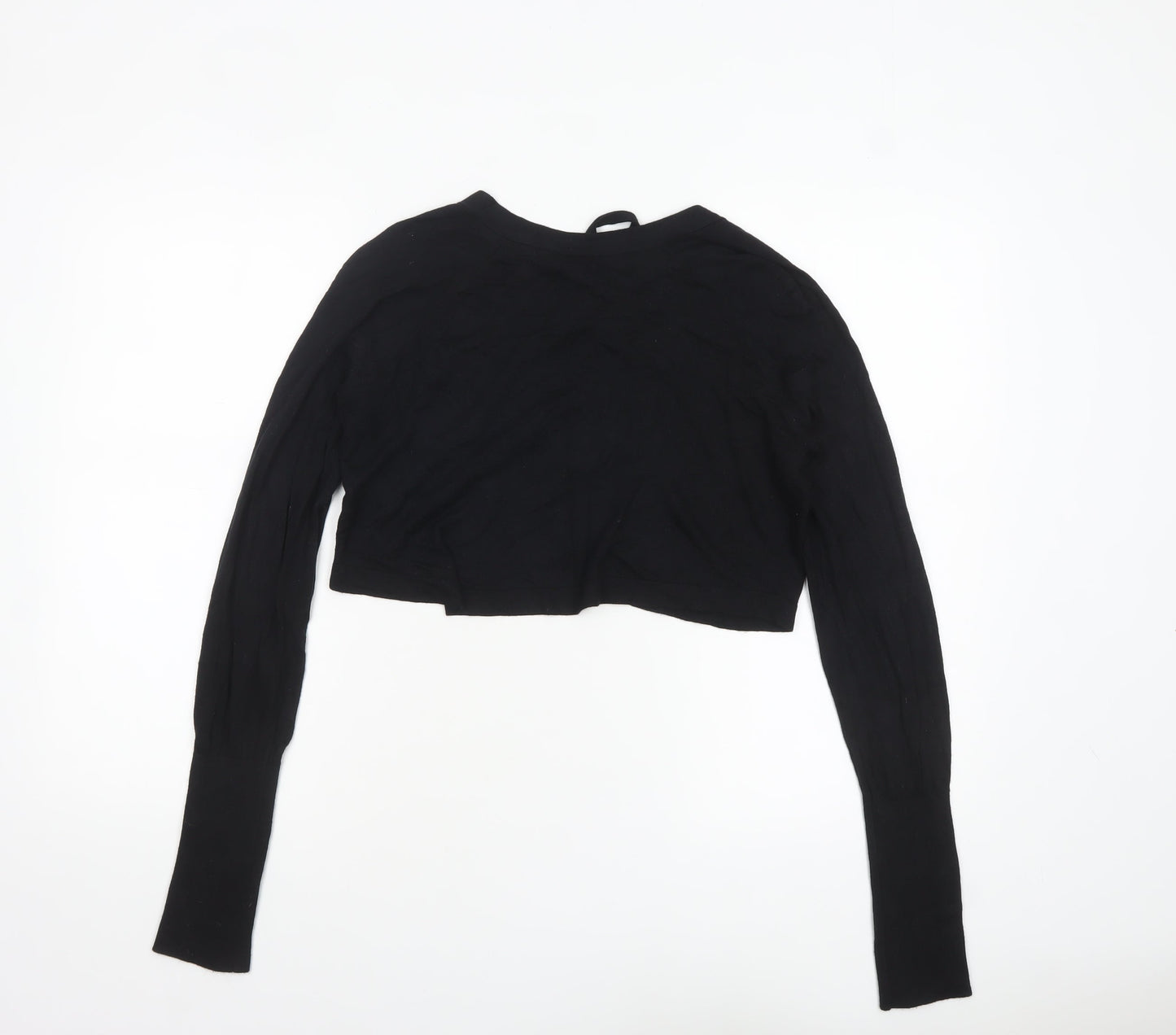 Great Plains Women Black L Lightweight Knit Bow Cardigan