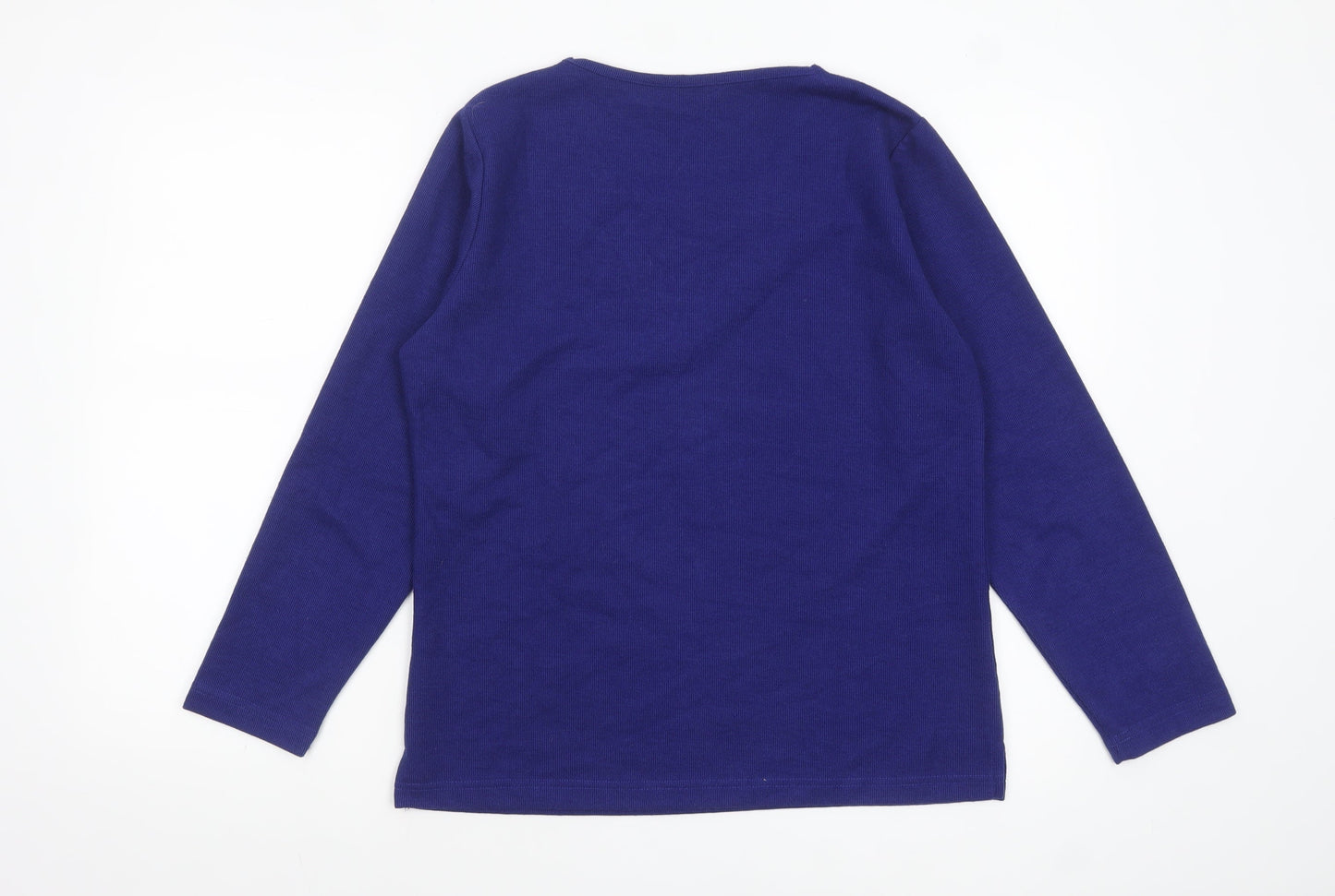 Isle Women's Blue Long Sleeve Embroidered T-Shirt Size S 10-12