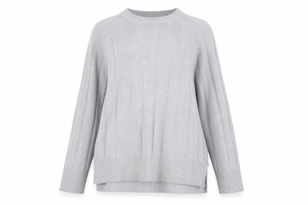 NEXT Womens Grey Ribbed Knit Relaxed Pullover Jumper L