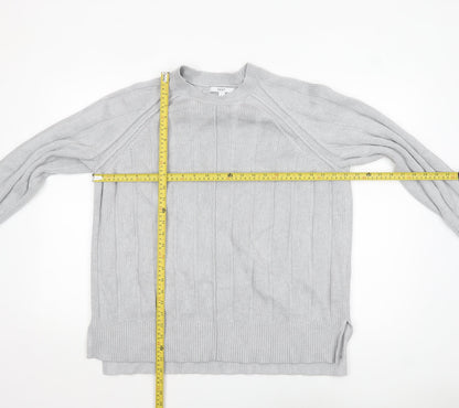 Next Womens Grey Ribbed Knit Relaxed Pullover Jumper L