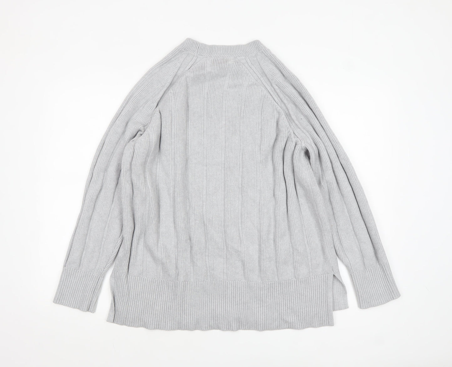 NEXT Womens Grey Ribbed Knit Relaxed Pullover Jumper L