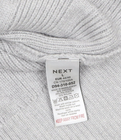 Next Womens Grey Ribbed Knit Relaxed Pullover Jumper L