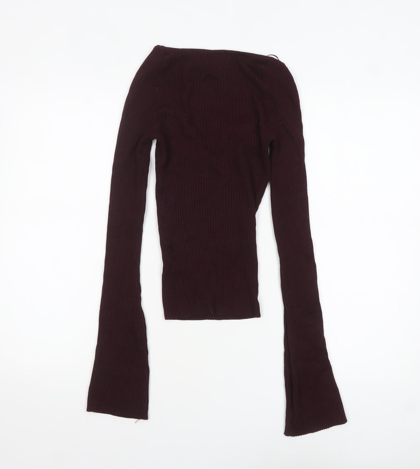 H&M Women Burgundy Knit Long Sleeve Pullover Jumper Size S