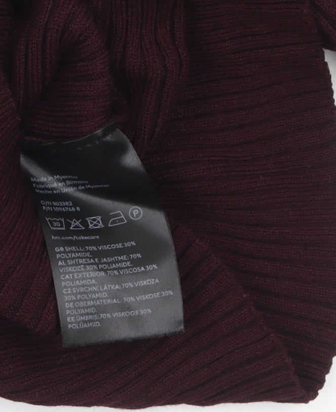 H&M Women Burgundy Knit Long Sleeve Pullover Jumper Size S