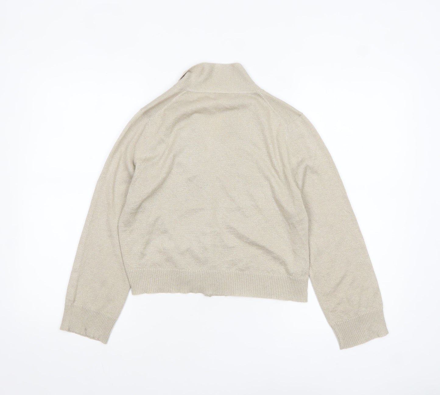 Calvin Klein Women's Beige L Cardigan Knit Glitter Long Sleeve