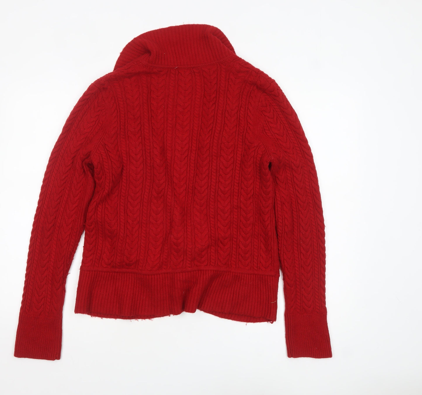 Talbots Women Red Lambswool Blend Cable Knit Cardigan L