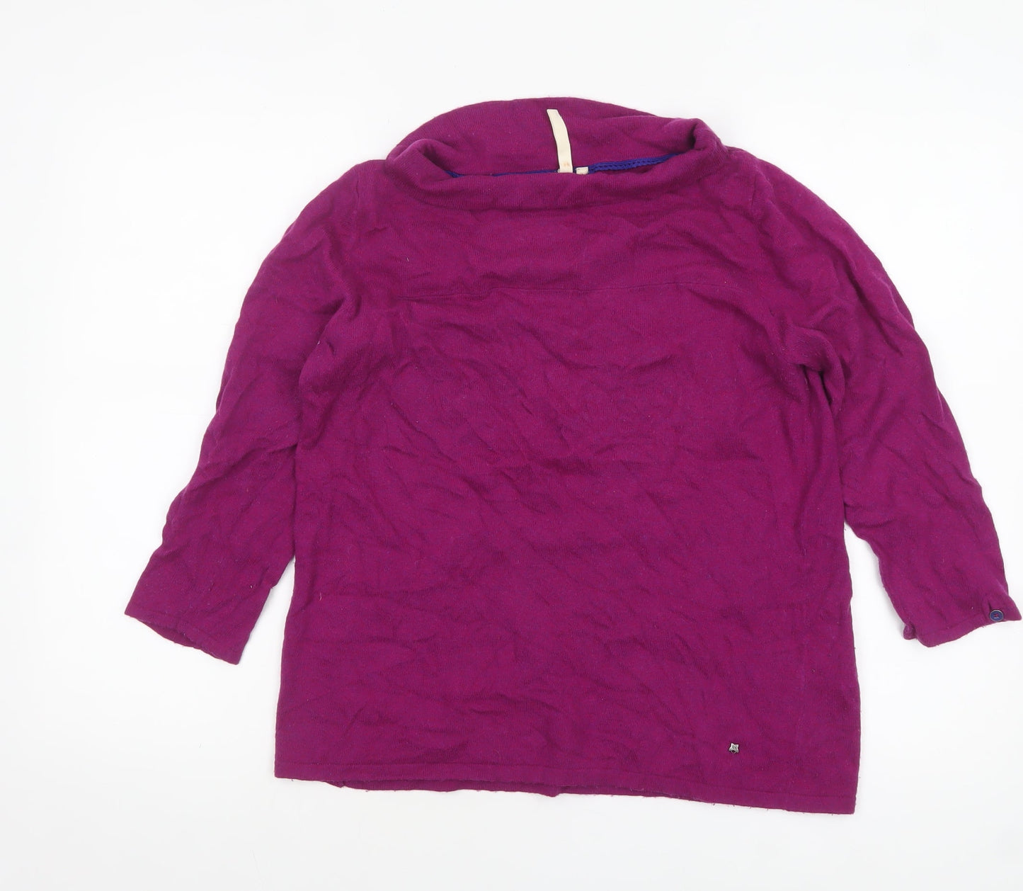 White Stuff Womens Purple Cowl Neck Jumper Size 12 Lambswool Blend
