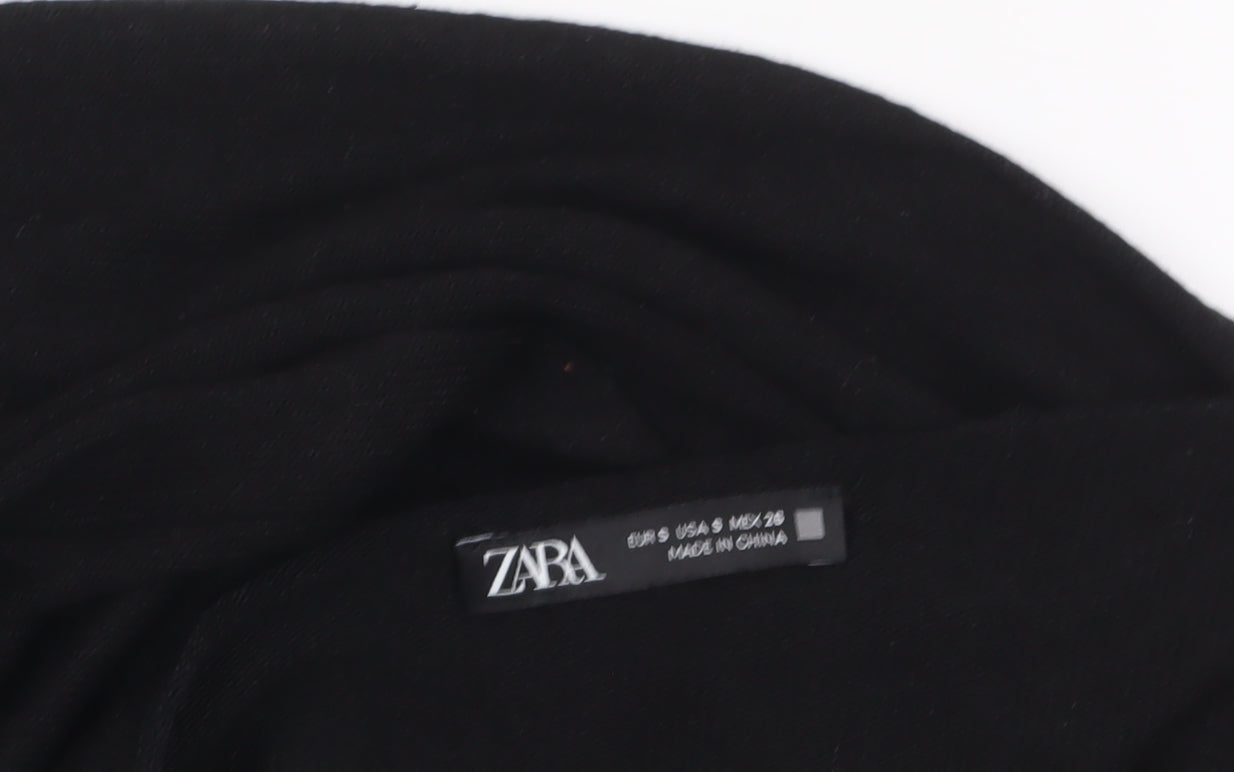 Zara Women Black Viscose Beaded Sleeve V-Neck Jumper Size S