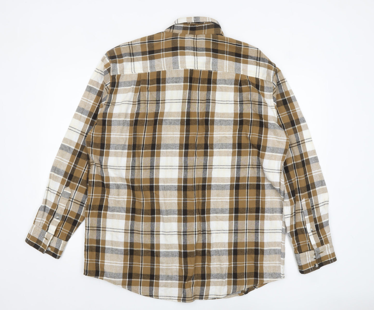 Atlas for Men Brown Plaid Long Sleeve Cotton Shirt XL