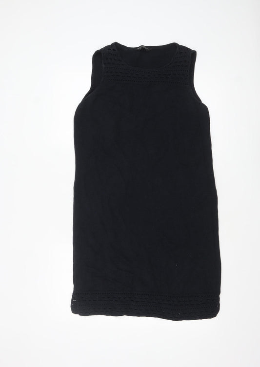 Dorothy Perkins Women's Black Cotton Knit Shift Dress Size 16