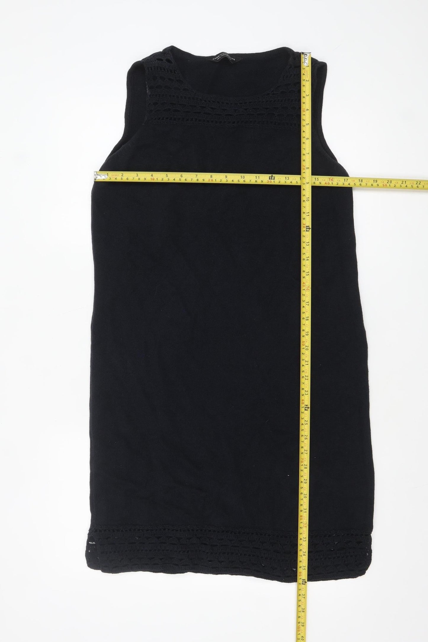 Dorothy Perkins Women's Black Cotton Knit Shift Dress Size 16