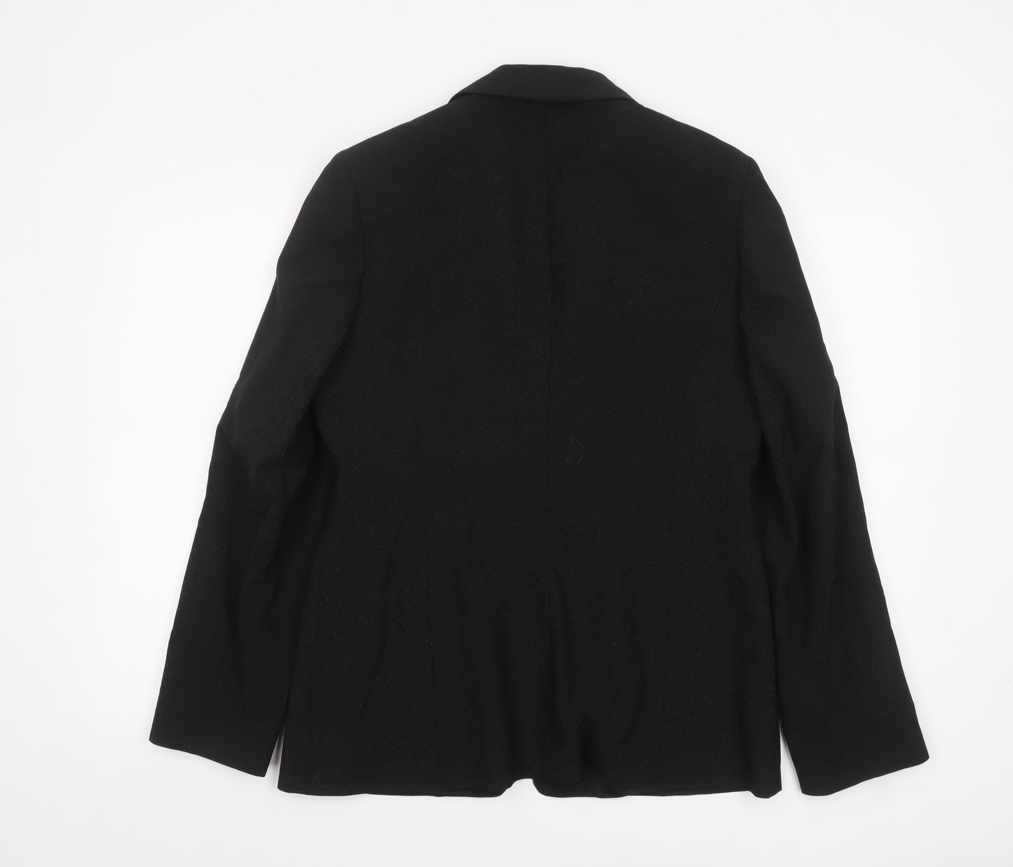 Warehouse Women Black Wool Blend Single-Breasted Blazer UK 16
