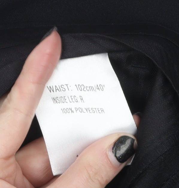 1860 Menswear Black Polyester Men's Dress Pants 40in Waist Regular Fit