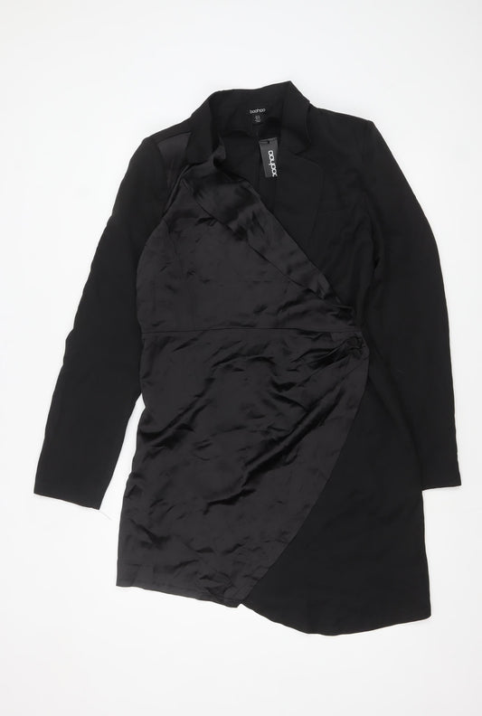 Boohoo Women’s Black Wrap Blazer Dress Size 14 Partywear