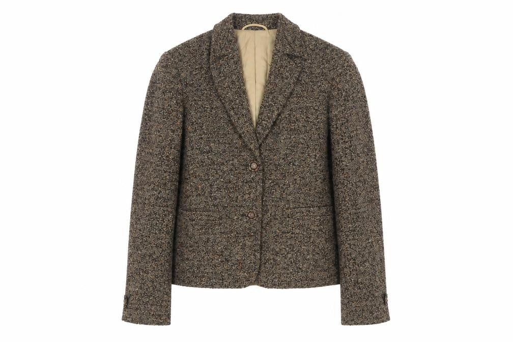 Steilmann Womens Brown Tweed Wool Blend Single-Breasted Blazer UK 10