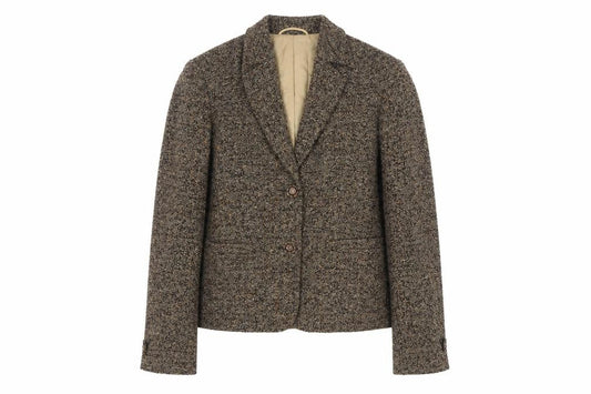 Steilmann Womens Brown Tweed Wool Blend Single-Breasted Blazer UK 10
