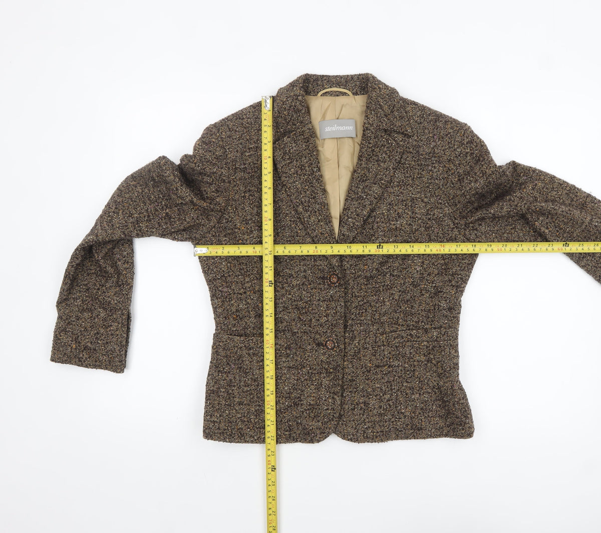 Steilmann Womens Brown Tweed Wool Blend Single-Breasted Blazer UK 10