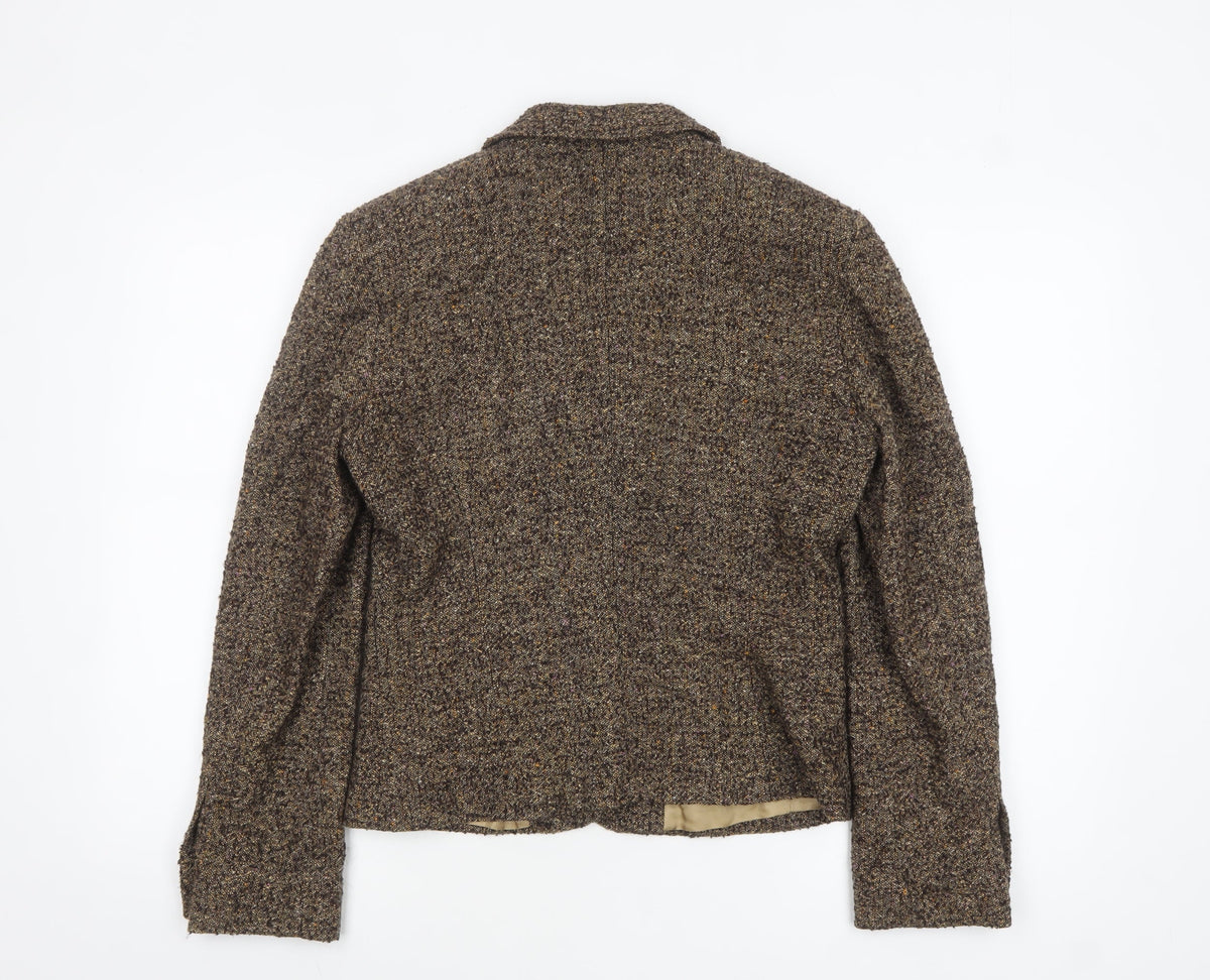 Steilmann Womens Brown Tweed Wool Blend Single-Breasted Blazer UK 10