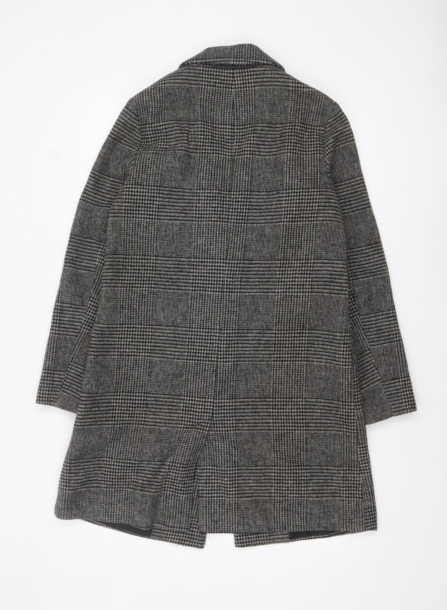 Primark Women’s Grey Check Tweed Mid-Length Overcoat Size 10