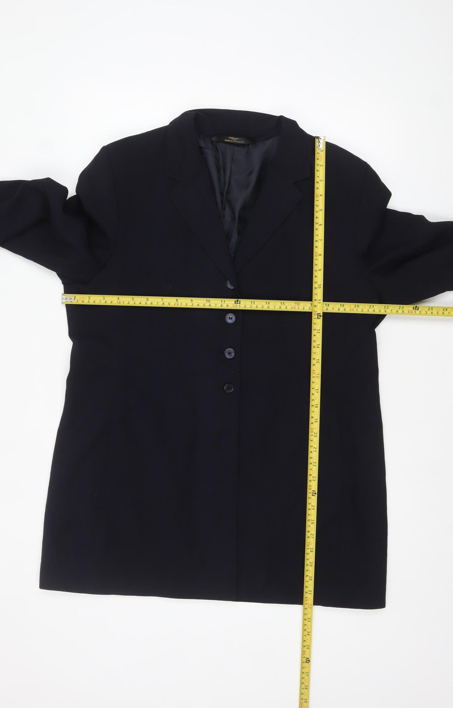 Marks and Spencer Womens Blue Petite Long Sleeve Blazer Size 18