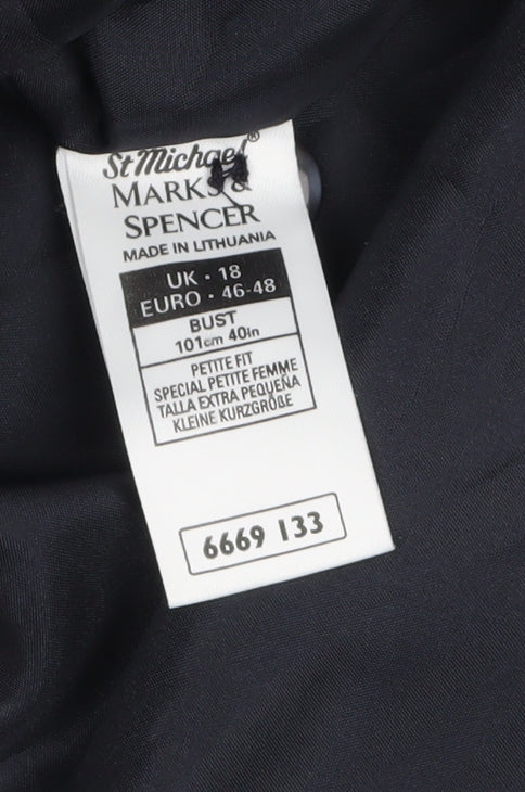Marks and Spencer Womens Blue Petite Long Sleeve Blazer Size 18