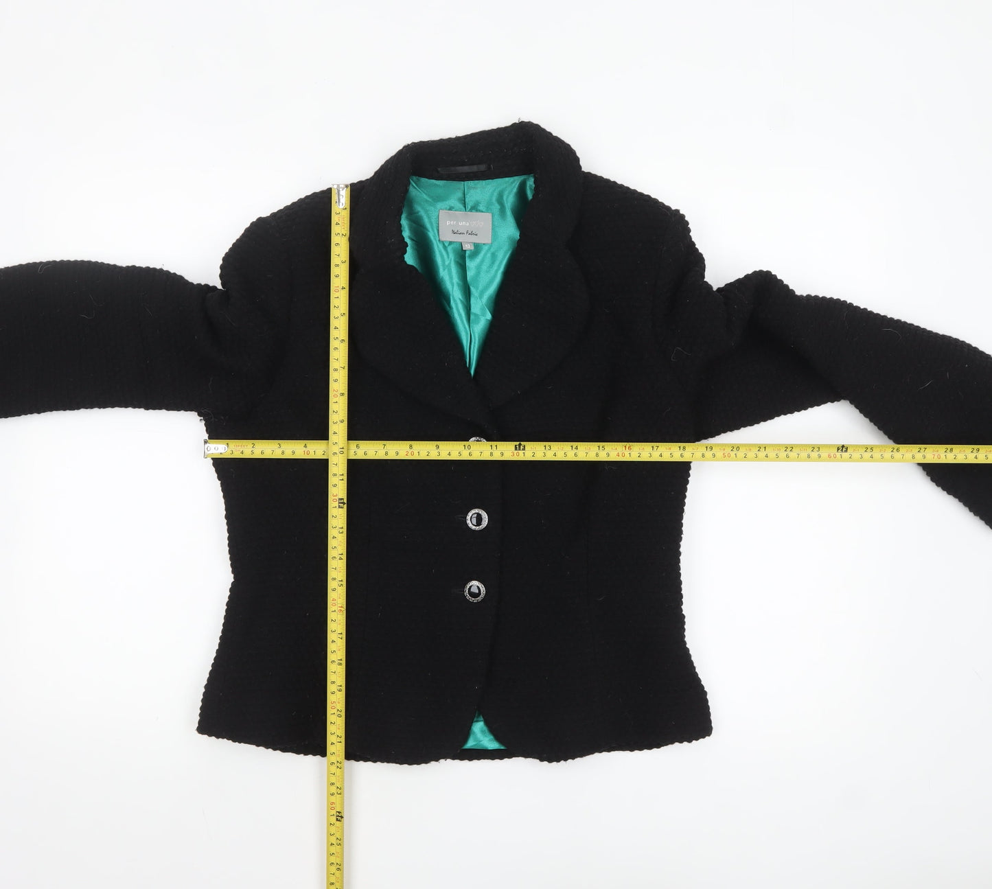 Marks and Spencer Per Una Black Wool Blend Lined Blazer Jacket Size 12