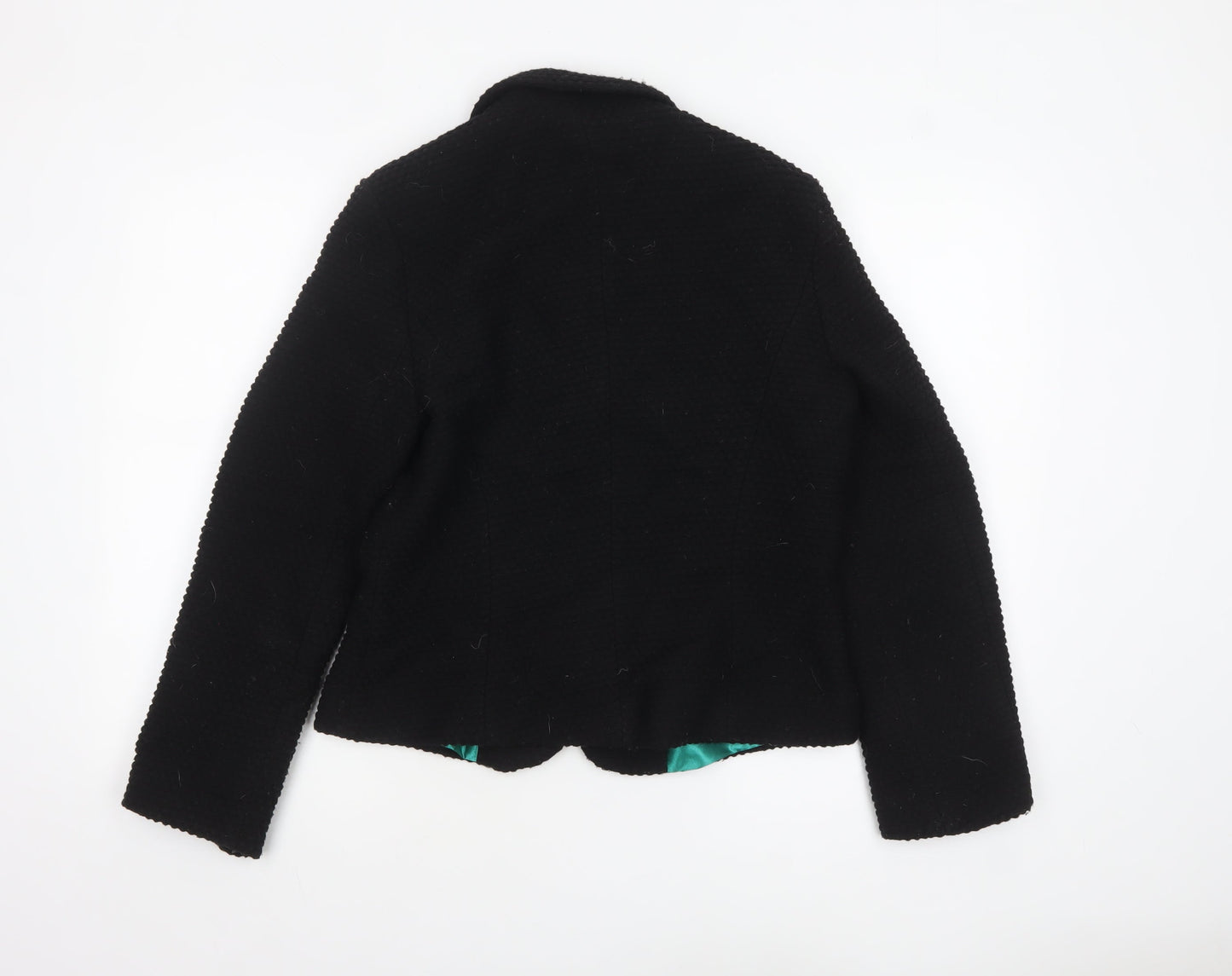 Marks and Spencer Per Una Black Wool Blend Lined Blazer Jacket Size 12