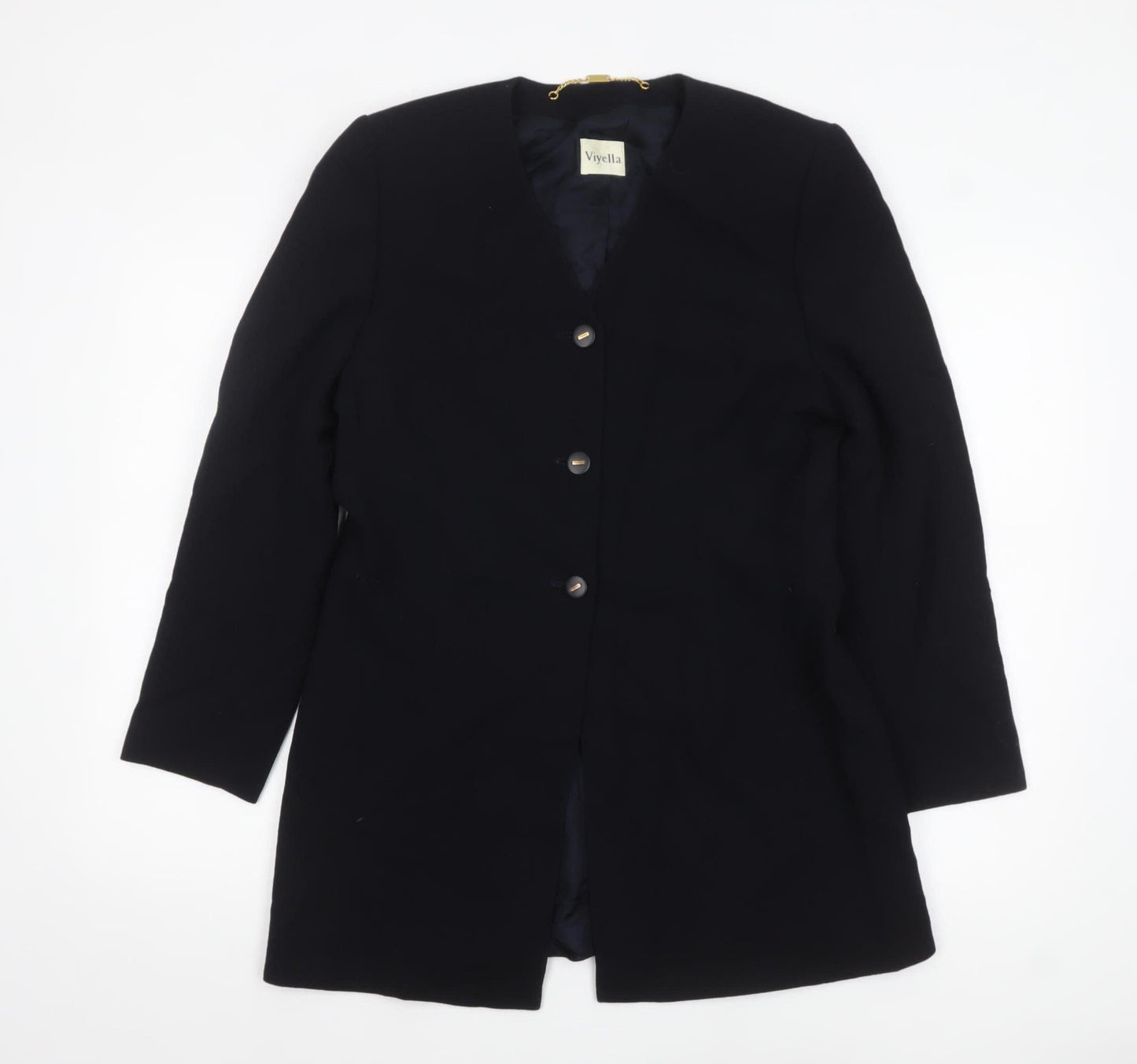 Viyella Womens Black Wool Single-Breasted Blazer UK 10
