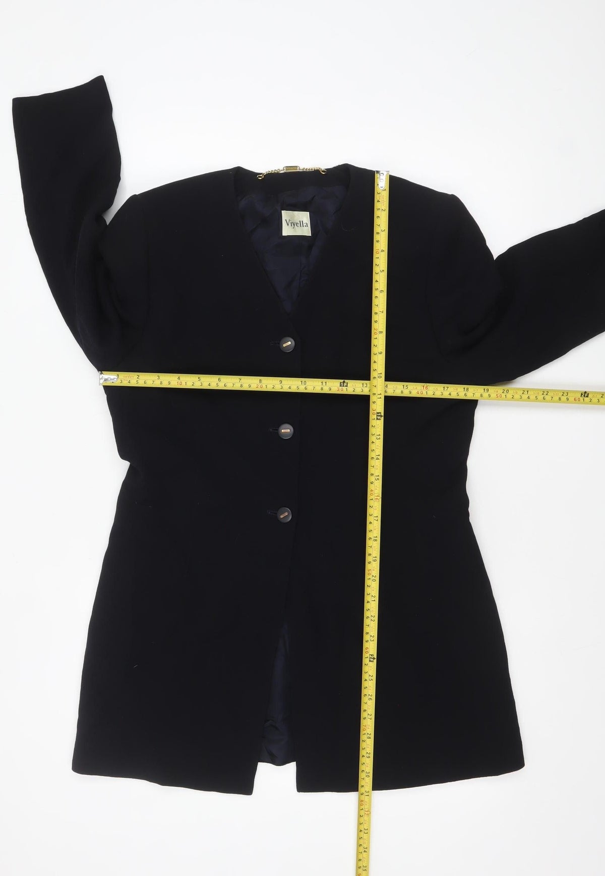 Viyella Womens Black Wool Single-Breasted Blazer UK 10