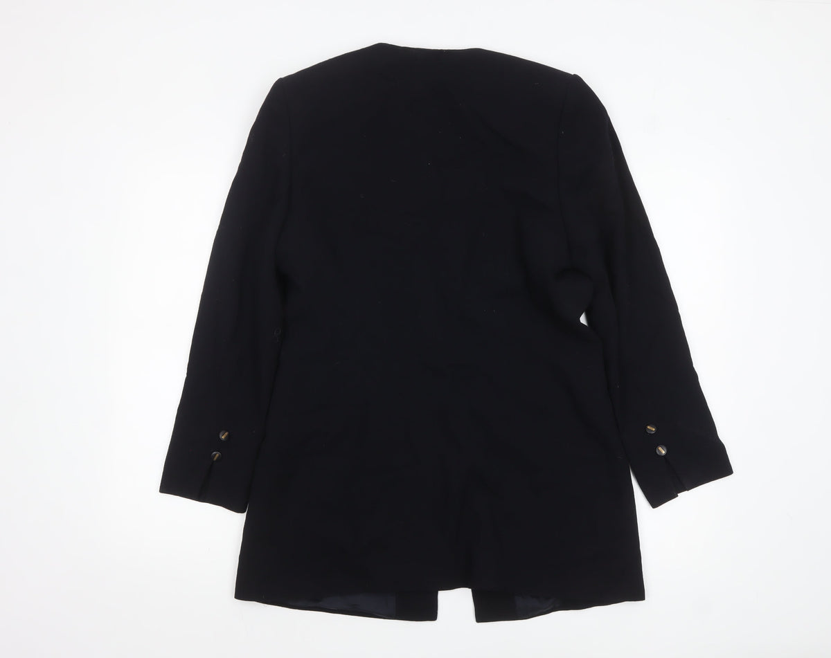 Viyella Womens Black Wool Single-Breasted Blazer UK 10