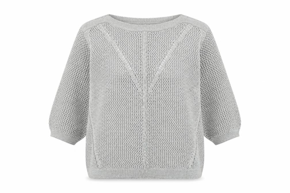 Marks & Spencer Women Silver Open-Knit 3/4 Sleeve Pullover Jumper Size 20